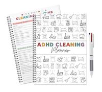 ADHD Cleaning Planner with Tri Color Ballpoint Pen, Cleaning Schedule and Checklist Management System, ADHD Planner for Adults Daily Weekly Monthly Organizer DIY Home Improvement, Editable