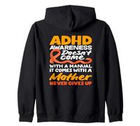 ADHD Comes With A Mother Who Never Gives Up Awareness Mom Zip Hoodie