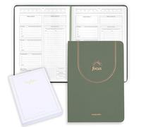 ADHD Daily Planner for Neurodivergent Adults - Premium Leather Productivity & Task Management Planner with Guided Focus Pages, 170gsm Paper, Gold Foiling & Gift Box - Undated | A5 (Sage Green)