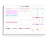 ADHD Daily Planner Notepad for Neurodivergent Adults - Productivity Daily Planner Desk Pad & Task Management to Stay Organized and Focused Note Pad (Rainbow, A4 Landscape)