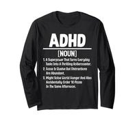 ADHD Definition Neurodiversity Mental Health Awareness Long Sleeve T-Shirt