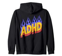 ADHD Flames - Vintage ADHD Awareness Lack Of Concentration Zip Hoodie