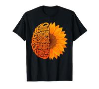 ADHD Health Awareness Affirmations Orange Brain Sunflower T-Shirt