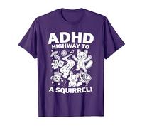 ADHD Highway to Hey Look! A Squirrel!, Funny ADHD Humor T-Shirt, Men, Purple, Small