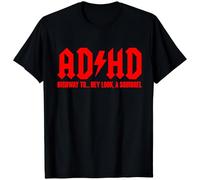 ADHD Highway to Oh Look a Squirrel Shirt - Funny Distracted Humor Tee Kids Womens Mens T Shirt Large Black