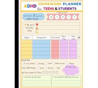 ADHD Homework planner for teens and students: Colorful Undated Assignment Tracker Journal Notebook for middle, high school and College