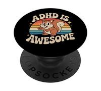 ADHD Is Awesome Cute Retro Squirrel Funny for Men Women Kids PopSockets Adhesive PopGrip