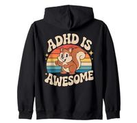 ADHD Is Awesome Cute Retro Squirrel Funny for Men Women Kids Zip Hoodie