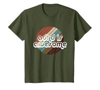 ADHD is Awesome Mens Womens & Kids T-Shirt, Youth, Olive Green, X-Small
