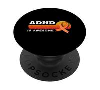 ADHD Is Awesome Retro Sunset Orange Ribbon Awareness PopSockets Adhesive PopGrip
