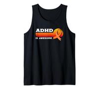 ADHD is Awesome Retro Sunset Orange Ribbon Awareness Tank Top