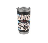 ADHD is My Super, Power Retro Rainbow Cloud Graphic Stainless Steel Insulated Tumbler