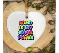 ADHD Is My Superpower Gift Quote Ceramic Heart Gift Plaque Office Bithday Christmas Sign cr132
