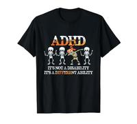 ADHD It's Not Disability It's A Different Ability Skeleton Value Graphic T-Shirt, Men, Black, S