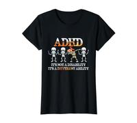 ADHD It's Not Disability It's A Different Ability Skeleton Value Graphic T-Shirt, Women, Black, M