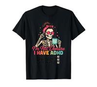 ADHD Messy Bun Skeleton Coffee Forgetful Chaotic Value Graphic T-Shirt, Men, Black, S