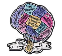 ADHD Mind Enjoy the Ride Brain Thoughts Medical Notice Alert Condition Autism Awareness Neurodivergent Rainbow Neurodiversity Attention-Deficit Hyperactivity Disorder 1.3" Enamel Pin Badge