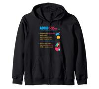 ADHD Mom Definition Neurodivergent Family Humor novelty Zip Hoodie