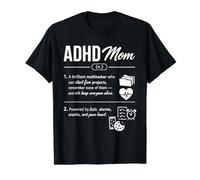 ADHD Mom Definition Neurodiversity Parent Support Humor Value Graphic T-Shirt, Men, Black, S