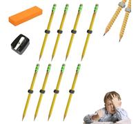 Adhd Pencils for Kids, Threaded Pencils for Adhd with Eraser, Threaded Fidget Pencil with a Sliding Nut, Stress Relief Rotating Pen for Autism Calming for School, Work & Anxiety Relief(Green,8Pcs)