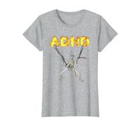 ADHD Skeleton Meme T-Shirt, Women, Heather Grey, Small