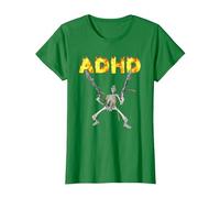 ADHD Skeleton Meme T-Shirt, Women, Kelly Green, Large