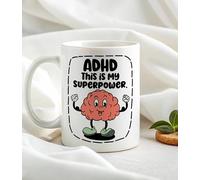 ADHD Superpower Brain Mug - Funny Neurodivergent Gift “ADHD is My Superpower” - Colourful ADHD Coffee Cup 11oz