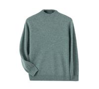 Adhdyuud Men's Winter Cashmere Jumper Merino Wool Knit Pullover Half High Collar Long Sleeve Jumper EN8 Bluestone XXL