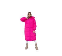Adhdyuud Women Winter Cotton Padded Casual Coat Oversize Solid Over-The-Knee Outwear Jacket Pink S