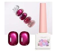 ADHERE Smoking Red Collection - 12ml Dark Red Cat Eye Gel Nail Polish 1pc Holographic Magnetic Gel Polish, Soak off, for Manicure Salon DIY at Home (Goddess of Victory)