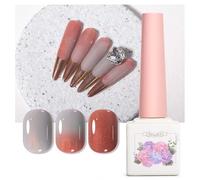 ADHERE Temperature Color-Changing Gel - 12ml White-Cinnamon Brown Color Changing Gel Nail Polish, Temperature Change Nail Polish Gel Polish for Nail Art Manicure Salon DIY at Home (Maple Sugar)