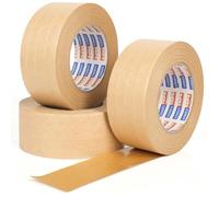 ADHES 3ROLLS Water Activated Tape, 50mm x 50m Brown Kraft Paper Tape Brown Packing Tape For Strong Parcel Gummed Paper Tape Reinforced for Moving & Packing Boxes