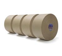 ADHES 4 Rolls Gummed Paper Tape Water Activated Reinforced Paper Tape Gummed Kraft Tape Water-Based Brown Packaging Tape, 72MM X 100M,Degradable, Printable, Coverable