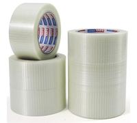 ADHES 6 Roll Strong Crosswise Reinforced Tape 50MM x 32M Clear Filament Strapping Tape Heavy Duty Fiberglass Tape for Cricket Bat, Packing & Sealing