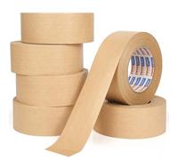 ADHES 6 ROLLS Water Activated Tape, 50mm x 50m Brown Kraft Paper Tape Brown