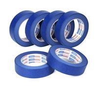 ADHES Blue Masking Tape Painters Tape,No Residue Outdoor,UV Anti, Multi Surface Use 25mm x 50m 6rolls for Sharp Lines Edge Treatment Color Separation