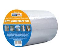 ADHES Butyl Tape Waterproof Tape, 47 mil Thick, 6 inch x 16 feet, Aluminum Foil Tape Butyl Sealant tape for RV Repair, Window, Silicone, Boat and Pipe Sealing, Glass & EDPM Rubber Roof Patching,Silver