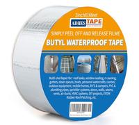 ADHES Butyl Tape Waterproof Tape for Leak 47 mil Thick, 2 inch x 16 feet, Aluminum Foil Tape Sealant tape for outdoor Roof Repair, Silicone, Boat and Pipe Sealing, Glass & EDPM Rubber Patching,Silver