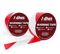ADHES Hazard Tape Red and White Safety Warning 2 Rolls 50mm x 32m High Visibility Stripe PVC Self Adhesive Strong Adhesive Warning/Caution Tape, Floor Marking Tape