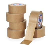 ADHES Heavy Duty Kraft Paper Tape Eco Friendly Packing Tape Writable Non-Coated Surface for Masking, Sealing, and Packaging Use,2” x 43 Yards,6Rolls