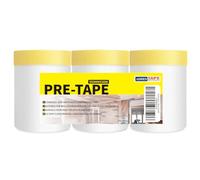 ADHES Plastic Dust Sheet for Decorating, Yellow Self-Adhesive Tape, Pre-Tap | ed Masking Film for Automotive Painting Covering for Painting Furniture Floor Covering 22" W x 33 Yds Long 3-Roll