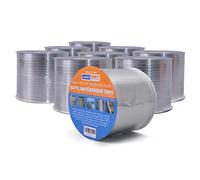 ADHES Waterproof Tape Butyl Tape Aluminum Foil Tape Sealan Tape Outdoor Use,4inch x 5m,for RV Repair, Window, Silicone, Boat and Pipe Sealing, Glass & EDPM Rubber Roof Patching, Silver,9Rolls