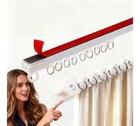 Adhesive ain Rail - 5-Minute No-Drill Installat, Ultra-Silent Glide, Minimalist Design, Perfect for Living Room, Bedroom, Bathroom, 2.4m (7.9ft) Length