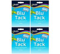 Adhesive BLU TACK Original Bostik Reusable Sticky Blue Home School Office Walls Hacks NO Marks Safe Craft Art Clean Handy, Alternative to Pins & Tape, DIY Strong Hold Stretching (4 x Packs BLU TACK)