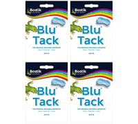 Adhesive Bostik BLU TACK | WHITE | Original REUSABLE Sticky HOME SCHOOL OFFICE Walls BLU HACKS NO MARKS Safe Craft ART Clean Handy (4 x PACKS WHITE - BLU TACK)