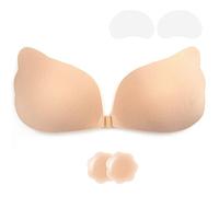 Adhesive Bra Push Up, Strapless Bra, Invisible Bra Backless, Reusable Bra Without Straps, Skin-Friendly Silicone Push Up Bra, Strapless, for Eel Backless Clothing, beige, B