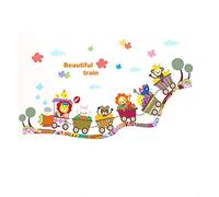 Adhesive Cartoon Animal Zoo Circus Train Children DIY Removable Kids Family Mural Wall Stickers Decals Decoration