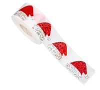Adhesive Christmas Stickers - 500 Pieces Hat Seal Decals, Festive Holiday Sticker Roll, Cute Decorative Paper Labels, Fun Craft Supply | for Kids Adults Men Women School Party Home Envelope Journal