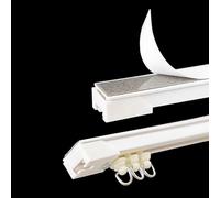 Adhesive Curtain Rail 1-6m with Silent Rollers - No Drill Ceiling Curtain Rod for Room Dividers Balconies Porches Studios Motorhomes and Cupboards (0.9m/3ft)
