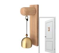 Adhesive Doors Bell - 5.91inch Natural Wood, Decorative Doors Chime, Easy Install Alert, Copper Tone Ornament,Shopkeeper Store Door | Front Door Bell For Home Shop Garden Patio Commercial Use